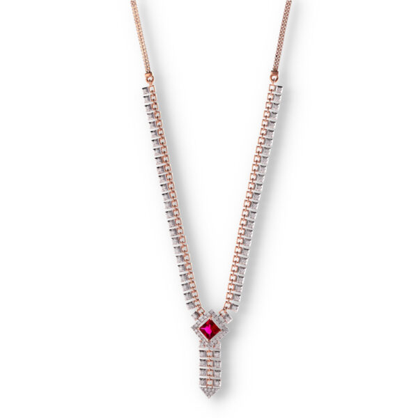 Ruby Pendant Diamond Necklace