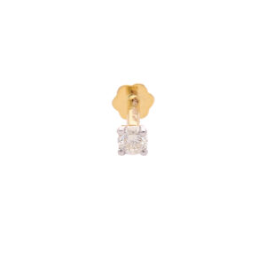 one yellow gold nosepin,with 1 natural diamond