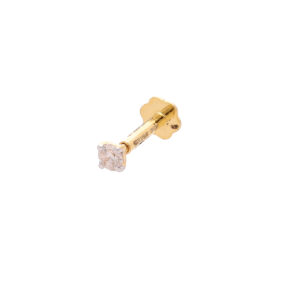 one yellow gold nosepin, with 1 natural diamond