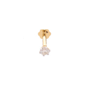one yellow gold nosepin,with 1 natural diamond