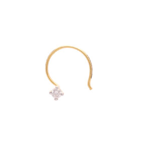 one yellow gold nosepin, with 1 natural diamond