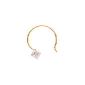 one yellow gold nosepin, with 1 natural diamond