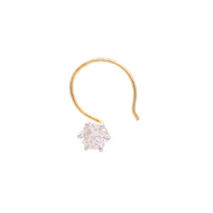 one yellow gold nosepin, with 1 natural diamond