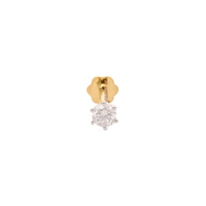 one yellow gold nosepin,with 1 natural diamond
