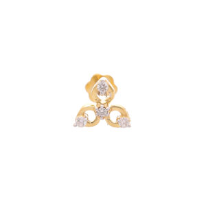one yellow gold nosepin,with 4 natural diamond