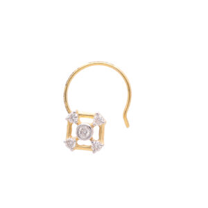 one yellow gold nosepin, with 5 natural diamond