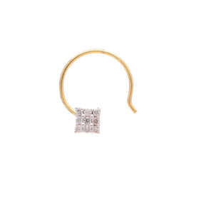 one yellow gold nosepin,with 9 natural diamond