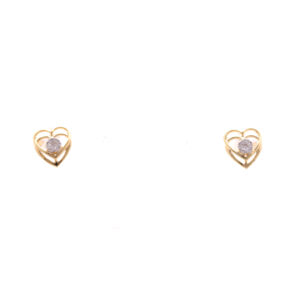 one yellow gold pair of earrings with 14 natural diamonds