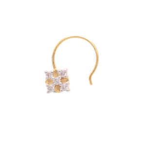 one yellow gold nosepin,with 5 natural diamond