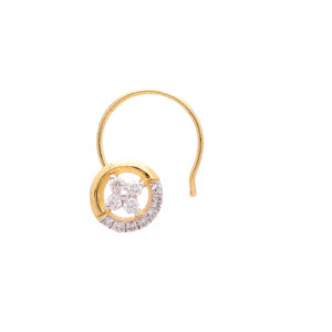one yellow gold nosepin, with 11 natural diamond