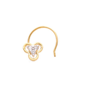 one yellow gold nosepin, with 3 natural diamond