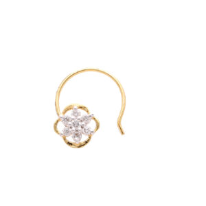 one yellow gold nosepin, with 7 natural diamond