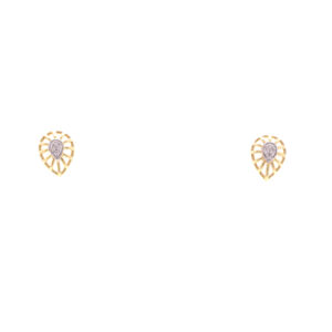 one yellow gold pair of earrings with 8 natural diamonds