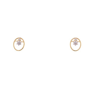 one yellow gold pair of earrings with 16 natural diamonds