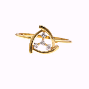 one yellow gold ring, with (4) natural diamond