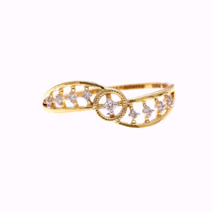 one yellow gold ring, with (9) natural diamonds