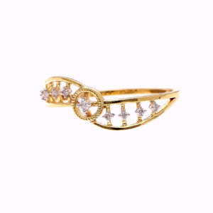 one yellow gold ring, with (9) natural diamonds