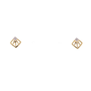 one yellow gold pair of earrings with 8 natural diamonds