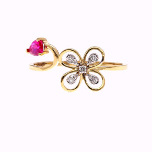 ONE YELLOW GOLD RING WITH 9 NATURAL DIAMONDS