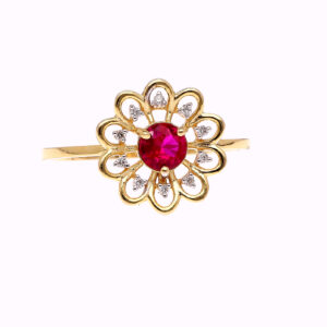 on yellow gold ring, with (10) natural diamonds