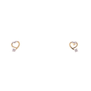 one yellow gold pair of earrings with 8 natural diamonds