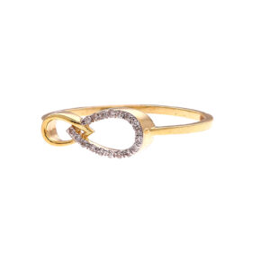 one yellow gold ring, with (18) natural diamond