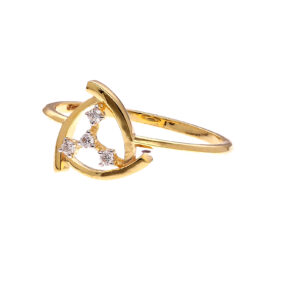 one yellow gold ring, with (4) natural diamond