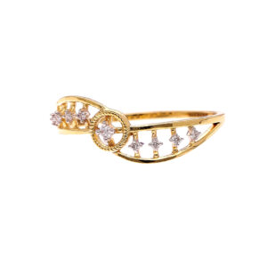 one yellow gold ring, with (9) natural diamonds