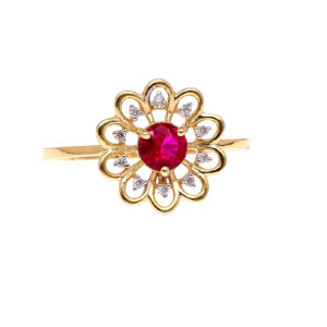 one yellow gold ring, with (10) natural diamonds