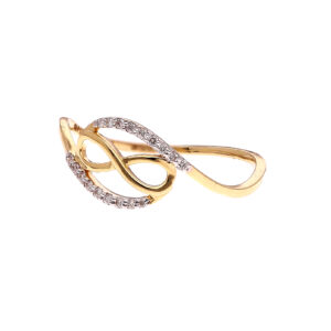 one yellow gold ring, with (18) natural diamond