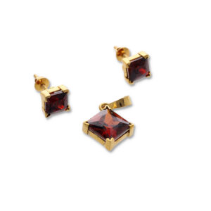 Modern Gold Pendant & Earring Set in Premium Finish