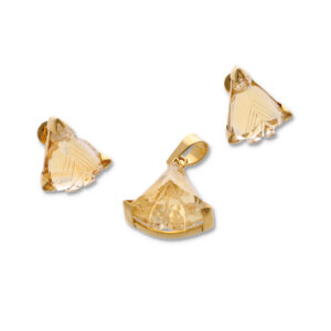 Modern Gold Pendant & Earring Set in Premium Finish