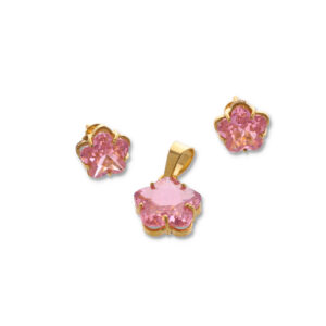 Modern Gold Pendant & Earring Set in Premium Finish