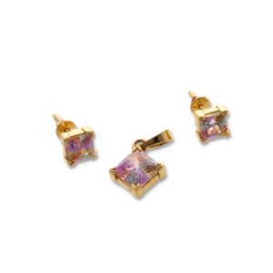 Modern Gold Pendant & Earring Set in Premium Finish