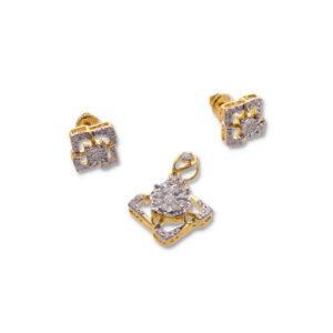 Modern Gold Pendant & Earring Set in Premium Finish