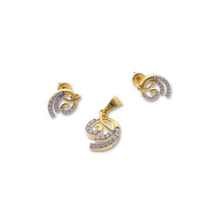 Modern Gold Pendant & Earring Set in Premium Finish