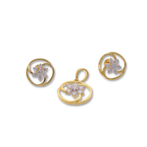 Modern Gold Pendant & Earring Set in Premium Finish