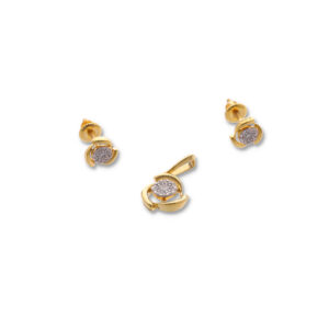 Modern Gold Pendant & Earring Set in Premium Finish