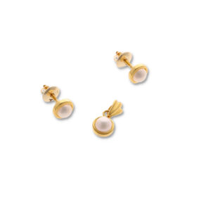 Modern Gold Pendant & Earring Set in Premium Finish