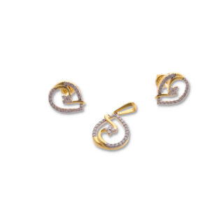 Modern Gold Pendant & Earring Set in Premium Finish