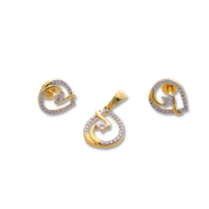 Modern Gold Pendant & Earring Set in Premium Finish