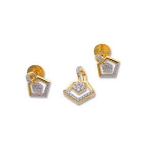 Modern Gold Pendant & Earring Set in Premium Finish