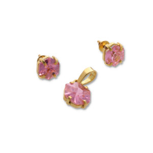 Modern Gold Pendant & Earring Set in Premium Finish