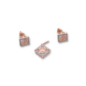 Modern Gold and Dimond Pendant Earring Set in Premium Finish