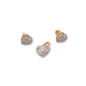 Modern Gold and Dimond Pendant Earring Set in Premium Finish