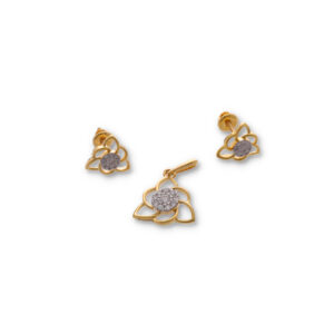 Modern Gold and Dimond Pendant Earring Set in Premium Finish