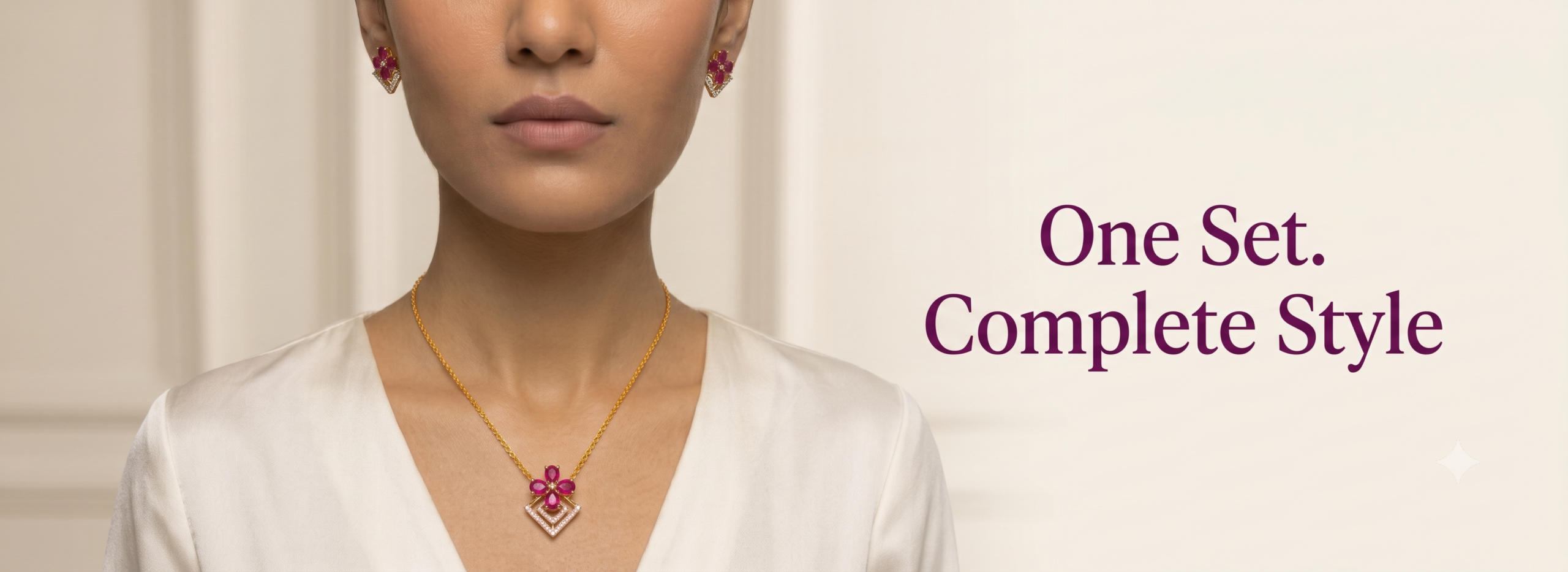 Classic Diamond Necklace set with Premium Finish